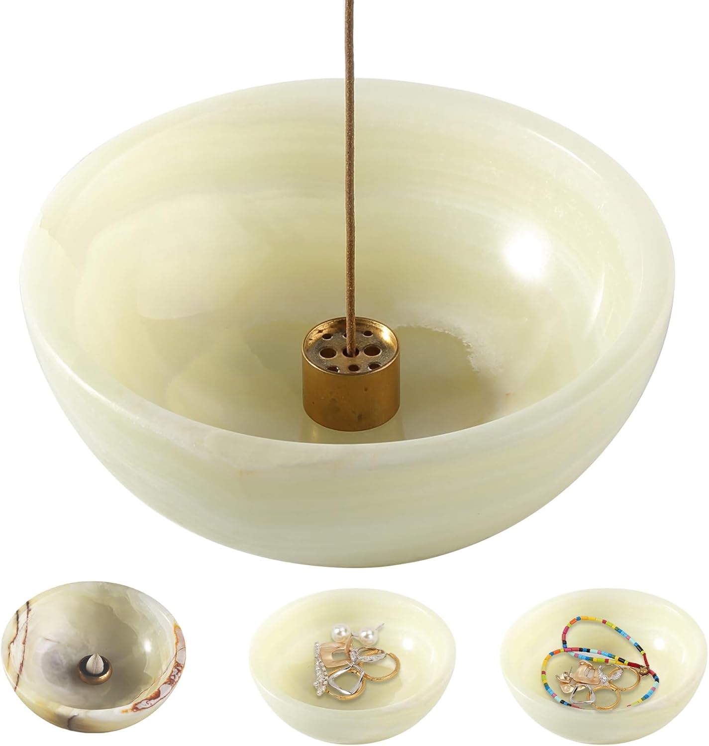 Koville Italian Travertine Incense Holder, 6" Incense Holders for Sticks, Sturdy Incense Burner Ash Catcher, Ideal for Meditation, Relaxing, Easy to Clean