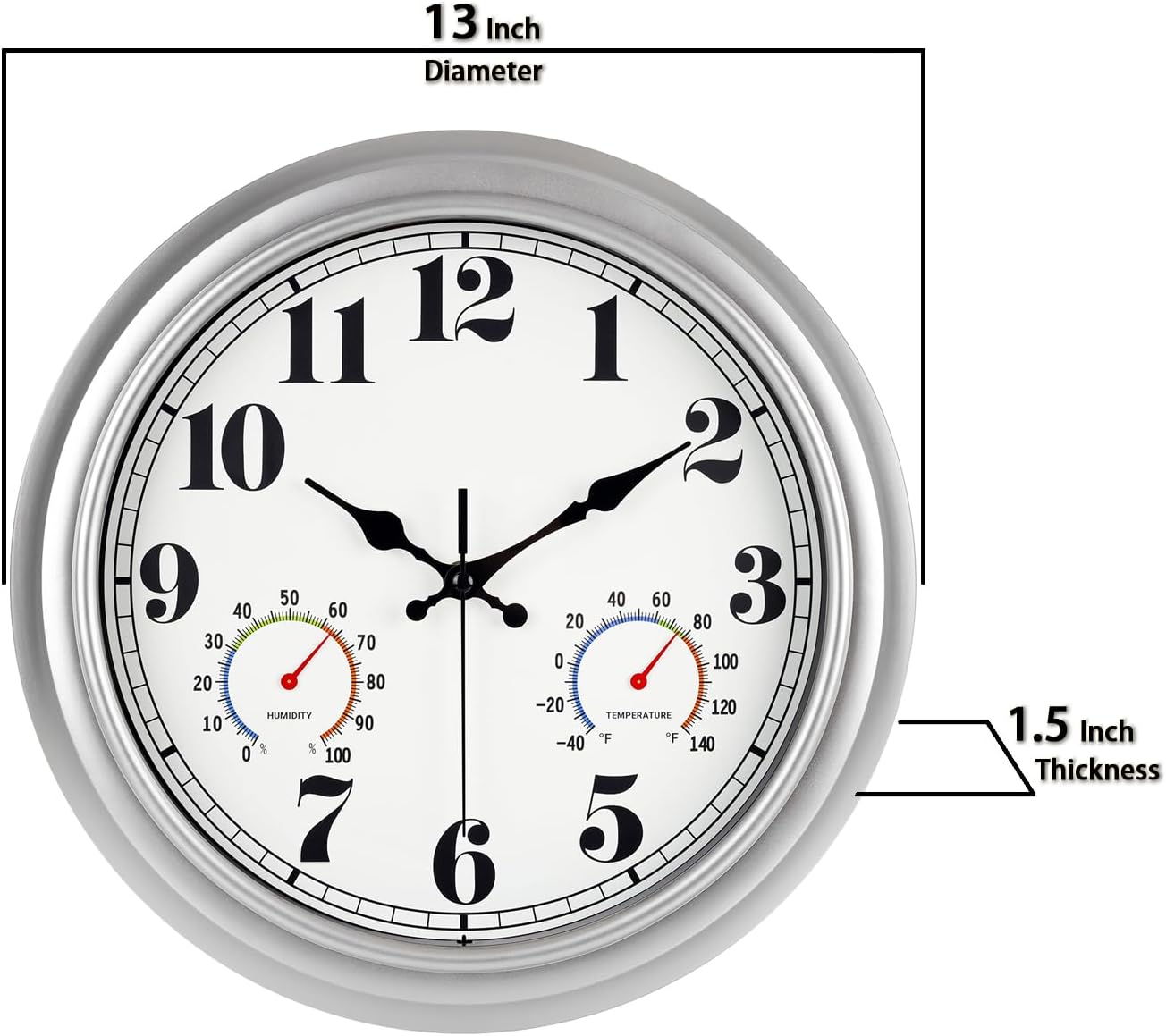 JENLYSTIME 12 Inch Indoor/Outdoor Retro Waterproof Wall Clock with Thermometer Silent Round Quartz Battery Operated Easy to Read Decorative for Kitchen Patio,Bathroom,Deck,Porch,Pool(Blue)