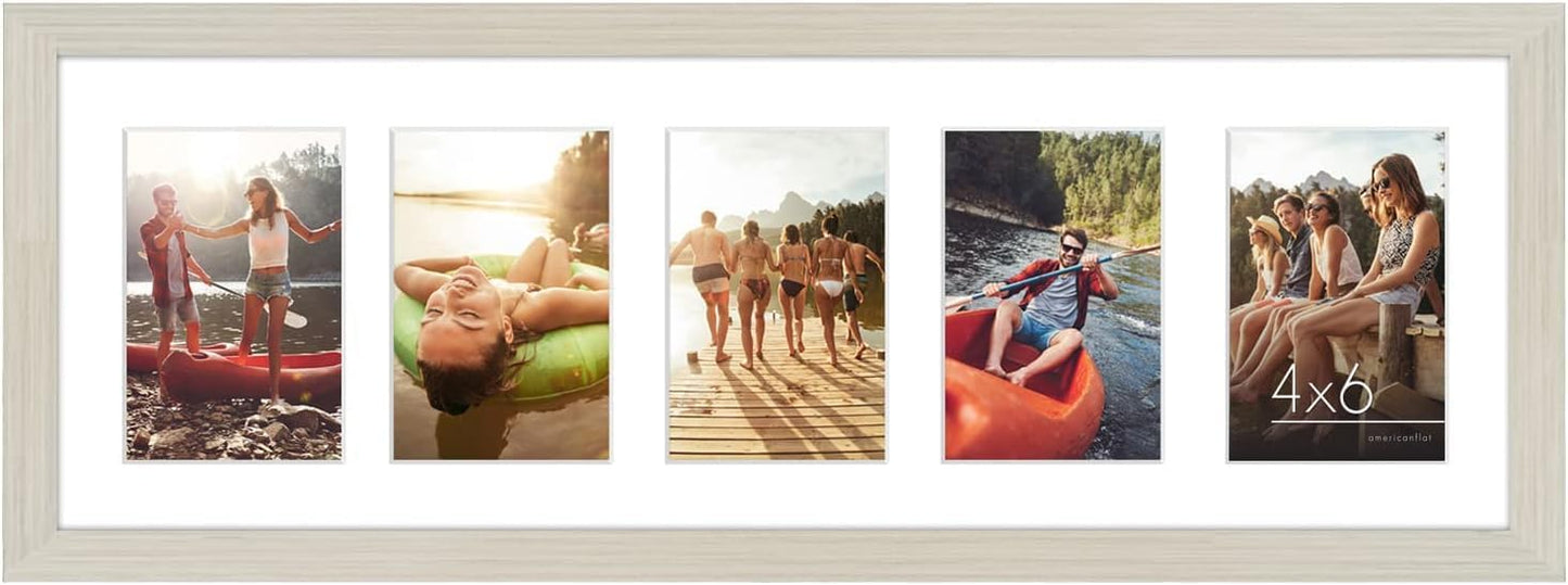 Americanflat 4x6 Collage Picture Frame with Shatter-Resistant Glass - Fits Five 4x6 Photos or Use as One 11x14 Picture Frame - Signature Collection - Collage Frames for Wall Display - Black