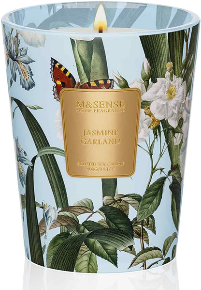 M&SENSE Jasmine Candles Highly Scented 3 Wick 35oz 150 Hours Burn Extra Large Jar Candles for Women, Natural Soy Wax Aromatherapy Candle for Stress Relief, Meditation, Yoga, Spa - Colors A