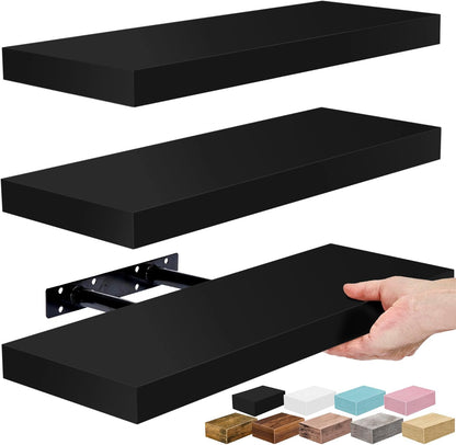 Sorbus Floating Shelves for Wall – 16 Inch Floating Shelf for Kitchen, Bedroom, Living Room, Bathroom, Home & Wall Decor - Mounted Bathroom Shelves with Invisible Brackets (Maple Wood, 2 Pack)
