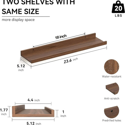 Boswillon Floating Shelves Wall Mounted Set of 2, Modern Black Wall Shelves for Storage with Lip, Display Picture Ledge Shelf for Wall Decor Bedroom Living Room Bathroom Kitchen