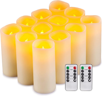 Enpornk Set of 24 Flameless Led Battery Opeated (D2.2'' x H4''5''6'') Waterproof Outdoor Indoor Candles with 10-Key Remotes and Cycling 24 Hours Timer
