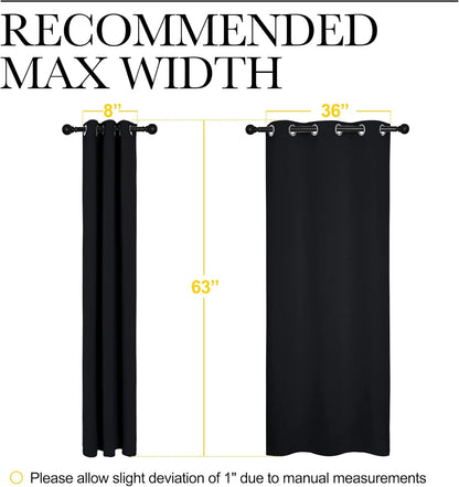 NICETOWN Halloween Pitch Black Solid Thermal Insulated Grommet Blackout Curtains/Drapes for Bedroom Window (2 Panels, 42 inches Wide by 63 inches Long, Black) - Colors E