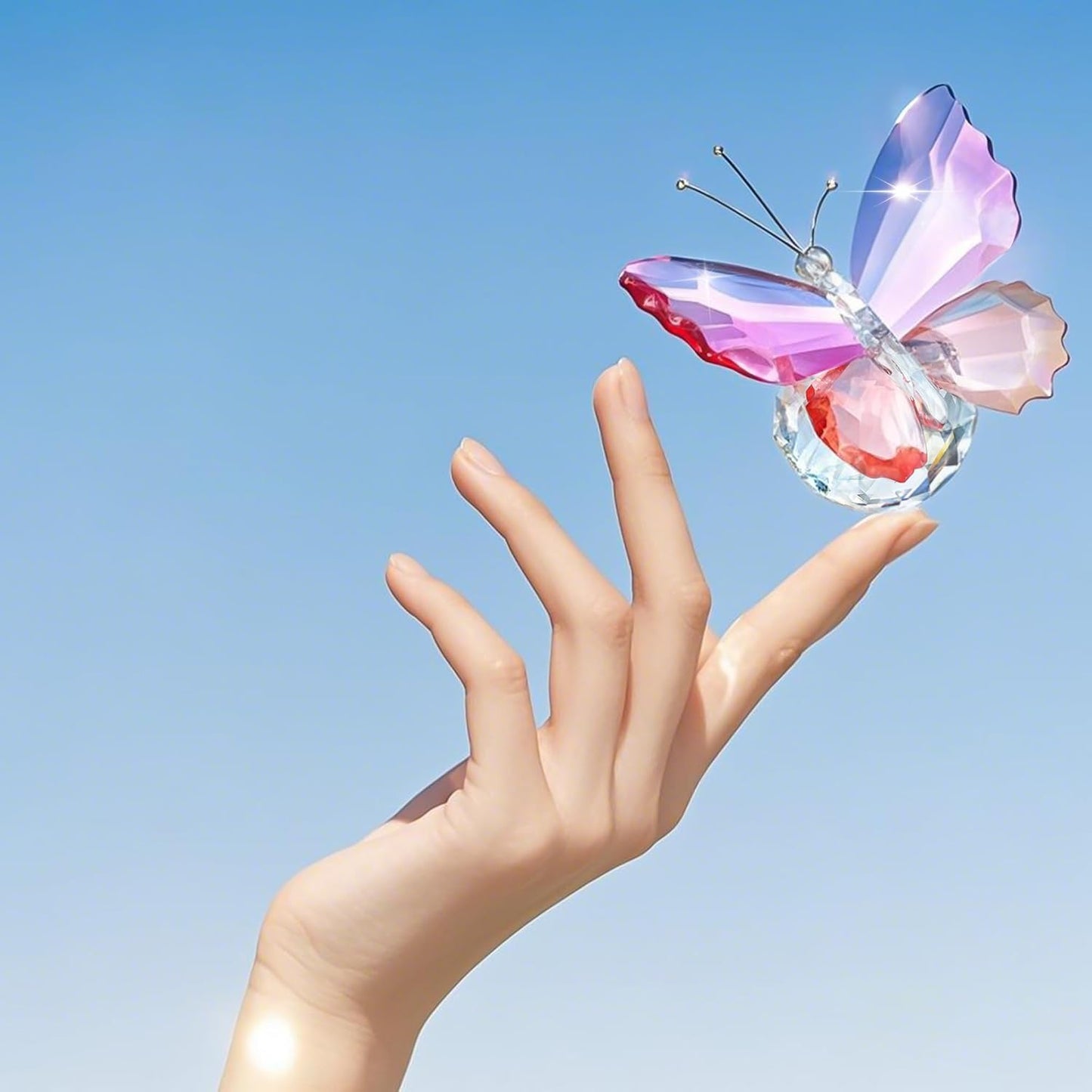 H&D HYALINE & DORA Crystal Cut Butterfly Animal Ornament Decoration for Office Table Home Bedroom