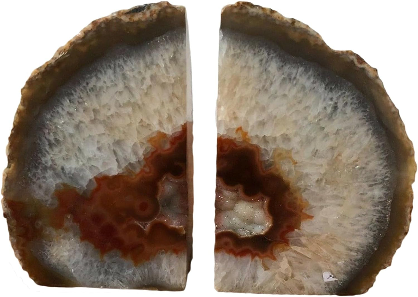 JIC Gem Dyed Blue Agate Bookends Geode Decorative Book Ends for Heavy Books with Rubber Bumpers for Office and Home Decoration Polished Small Size 2 to 3 Lbs