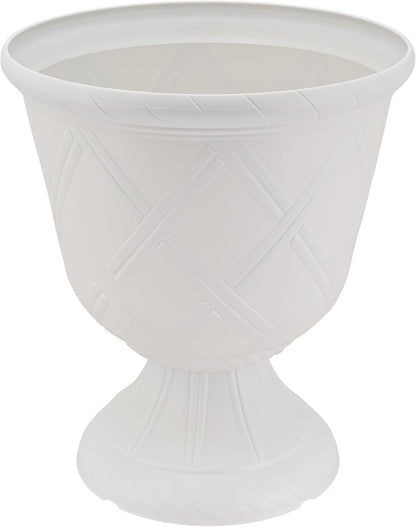 Arcadia Garden Products PL60GD Lattice Plastic Garden Urn, Classic Decorative Garden Pot Planter for Indoor and Outdoor Plants, Gold