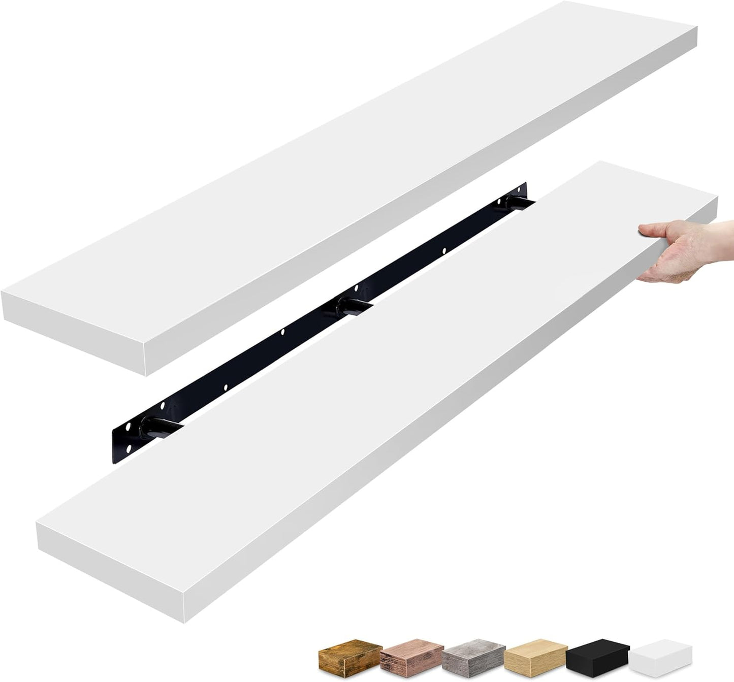 Sorbus Floating Shelves for Wall - 48 Inch Long Bathroom Shelves, Wall Decor for Bedroom, Kitchen, Living Room & Book Storage - Mounted Floating Shelf with Invisible Brackets (Maple Wood, 2 Pack)