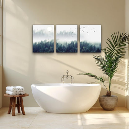MHARTK66 Wall Art for Living Room Modern Wall Decor for Bedroom Office Decor Abstract Mountain Forest Landscapes Ink Painting 3 Piece Framed Canvas Art Prints Ready to Hang Wall Pictures Home Decor