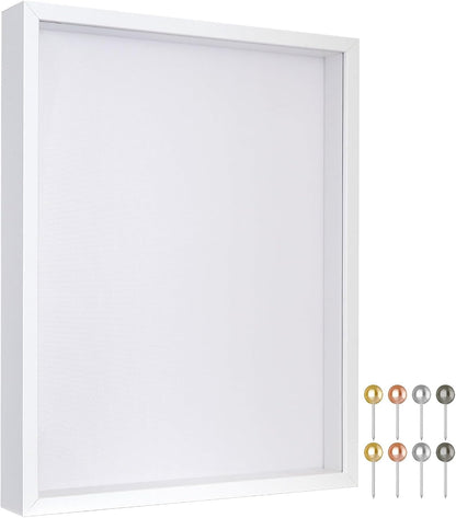 Califortree 8x8 Shadow Box Frame with Soft Linen Back - Push Pins Included, Memory Box Display Case for Flower, Tickets and 3D Items, Black
