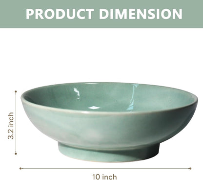 10" Decorative Bowl,Ceramic Fruit Bowl for Kitchen Counter,Coffee Table, Dining Room,Table Centerpiece Bowel,Entryway Key Holder & Jewelry Organizer (Ocean Blue)