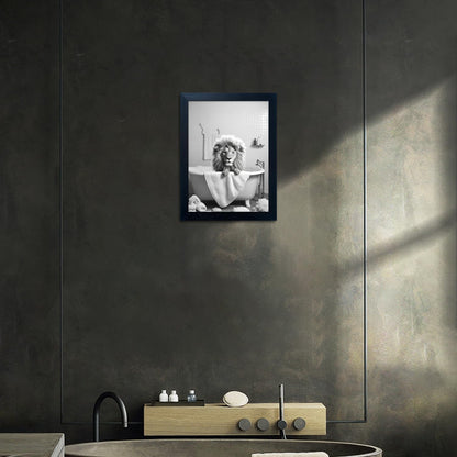 Bathroom Picture Wall Decor, Framed Black and White Bathroom Wall Art, Toilet Paper in Little Funny Raccoon's Hand Animal Canvas Print Painting