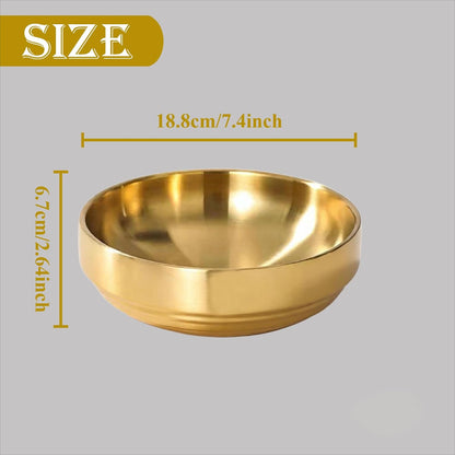 7.4" Gold Decorative Antique Bowl,Key Bowl for Entryway Table,Stainless Steel Fruit Bowl for Kitchen Counter,Modern Stylish Metal Centerpiece Bowl for Home,Dining Table,Shoe rack Decor (Gold)