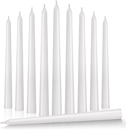 KONNI 0.87×10 Inch Ivory Taper Candles, Unscented and Smokeless Tall Candlesticks, 10 Pack Tapered Candles with Cotton Wicks, Long Burning, Ideal for Weddings, Dinner Parties, and Home Décor
