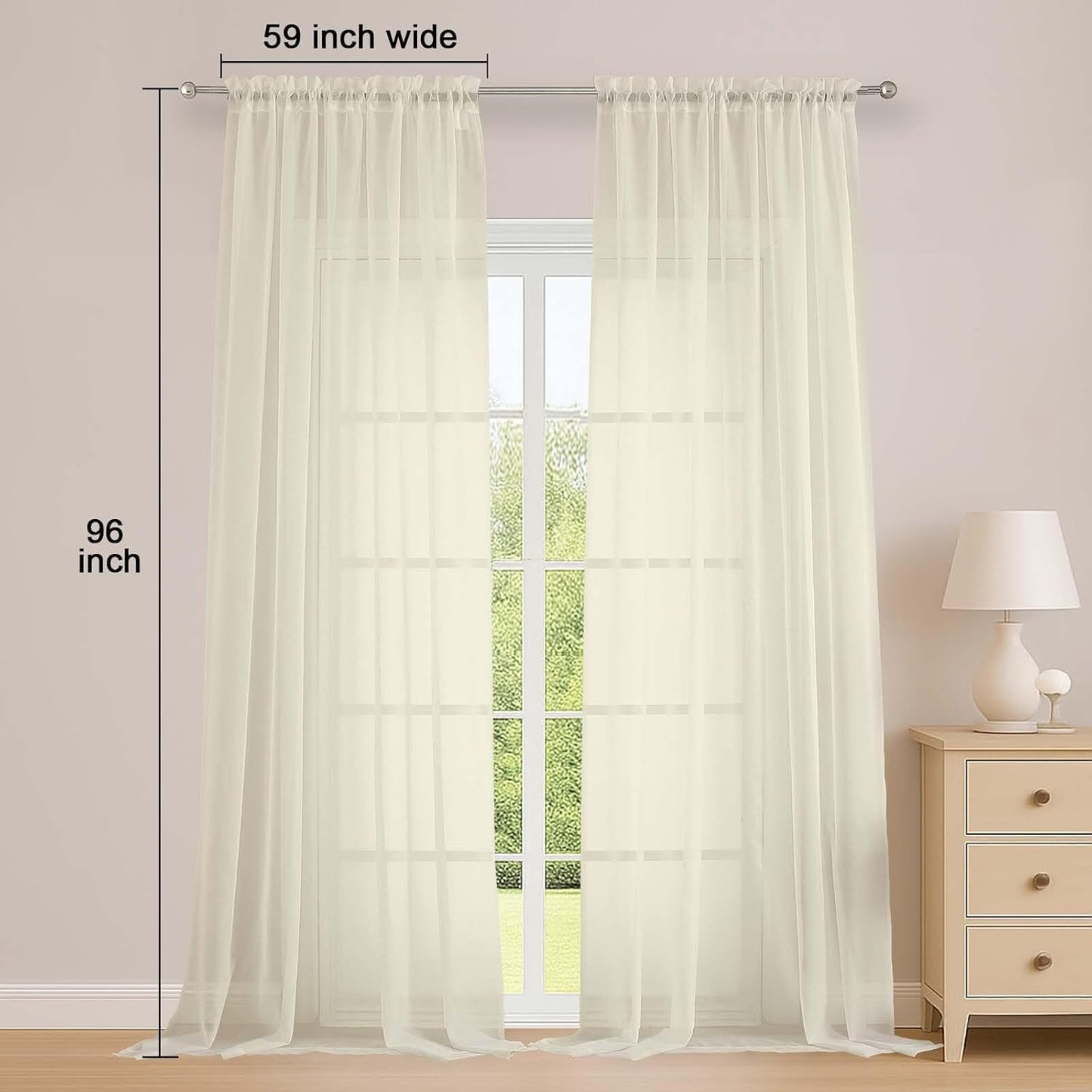 OWENIE Sheer Curtains 84 inches Long 2 Panels Set for Living Room/Bedroom, Rod Pocket Voile Sheer Panel Drapes, White, 2pcs, Each 42" W x 84" L - Colors B