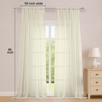 OWENIE Sheer Curtains 84 inches Long 2 Panels Set for Living Room/Bedroom, Rod Pocket Voile Sheer Panel Drapes, White, 2pcs, Each 42" W x 84" L - Colors B