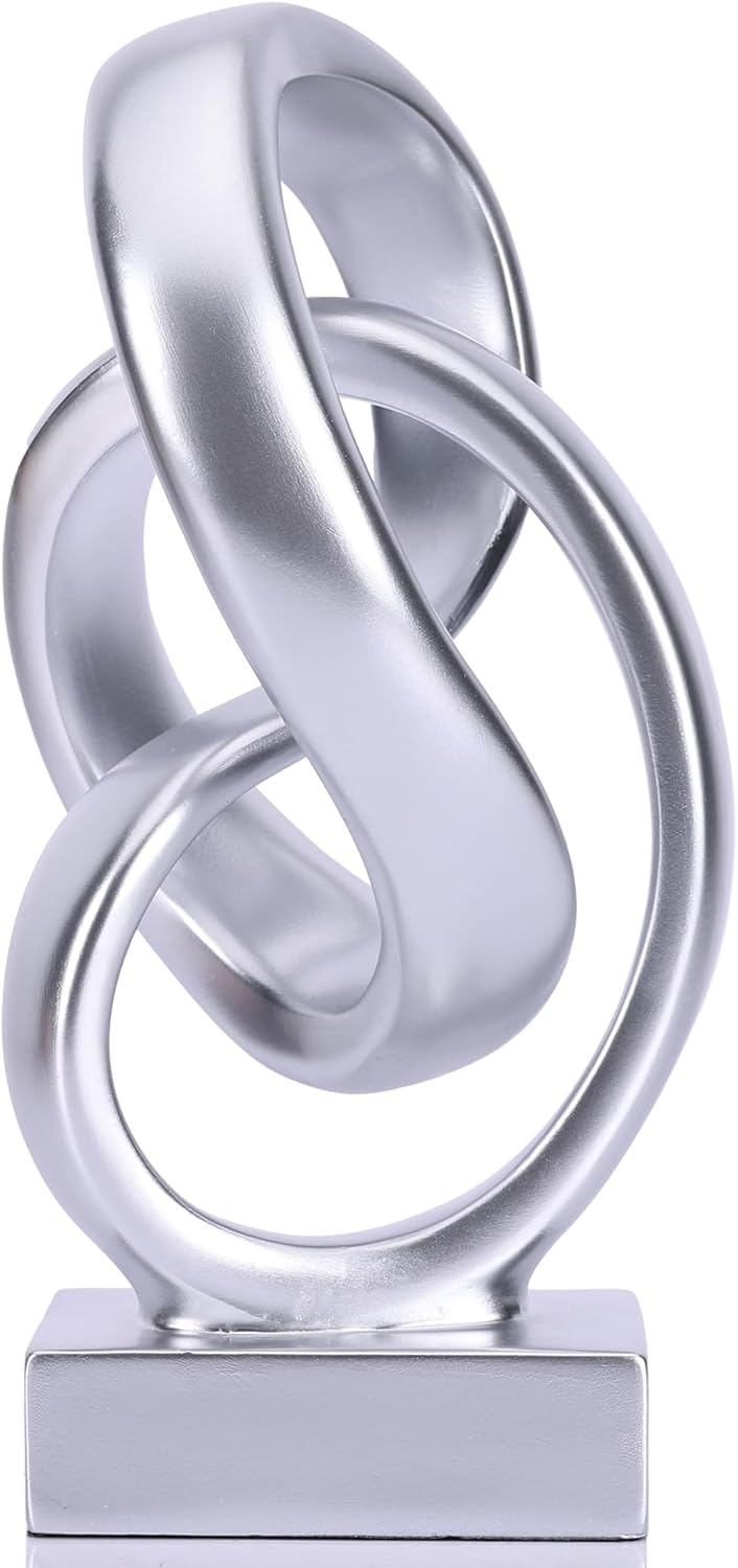 Modern Abstract Knot Sculpture, Artistic Mobius Inspired Resin Decor, Elegant Home and Office Decor, Perfect for Shelves, Desktops, and Mantles, Ideal Gift for Birthdays, Housewarmings (Black)