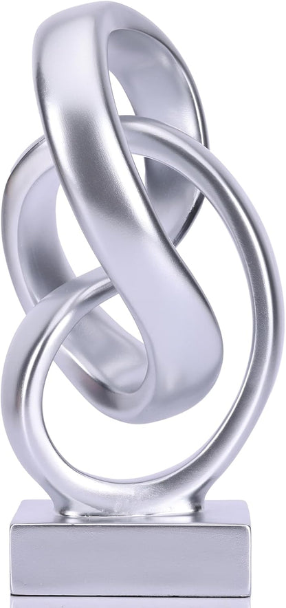 Modern Abstract Knot Sculpture, Artistic Mobius Inspired Resin Decor, Elegant Home and Office Decor, Perfect for Shelves, Desktops, and Mantles, Ideal Gift for Birthdays, Housewarmings (Black)