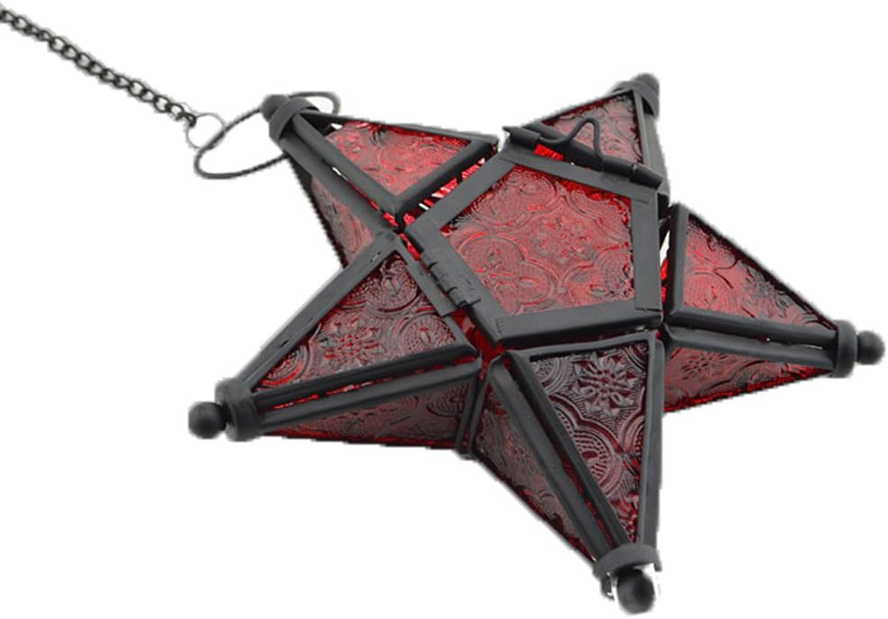 Star Hanging Decor Decorative Lantern Candle Holder Morrocan Decorations for Home Outdoor Wedding Centerpieces Party Farmhouse - Green