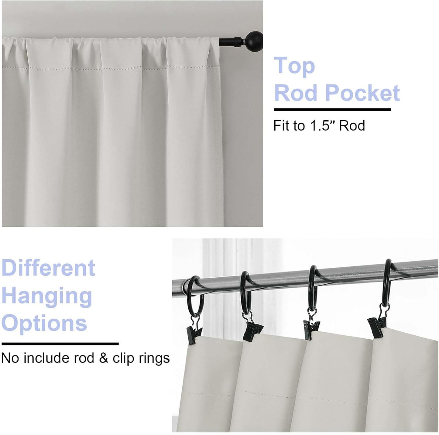 Simplebrand Ava Sage Green Blackout Curtains for Bedroom 63 Inch Length 2 Panels Set, Solid Thermal Insulated Energy Saving Rod Pocket Window Treatment Curtains Blackout Drapes, W40 x L63 Inch, Sage - Colors A