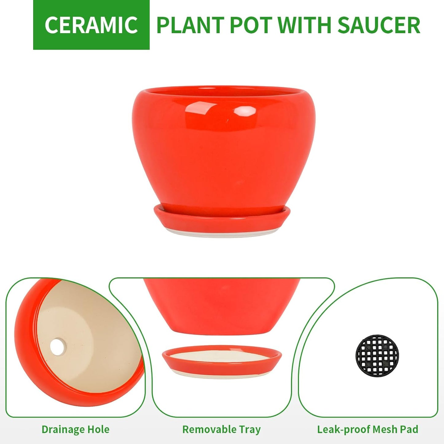 Deep Dream 6 Inch Plant Pots- Ceramic Planter Pot with Drainage Hole and Saucer, Round Flower Pot for Indoor Outdoor Succulent, Snake Plants and Cactus, Blue