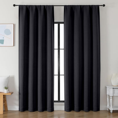 Simplebrand Ava Sage Green Blackout Curtains for Bedroom 63 Inch Length 2 Panels Set, Solid Thermal Insulated Energy Saving Rod Pocket Window Treatment Curtains Blackout Drapes, W40 x L63 Inch, Sage - Colors C