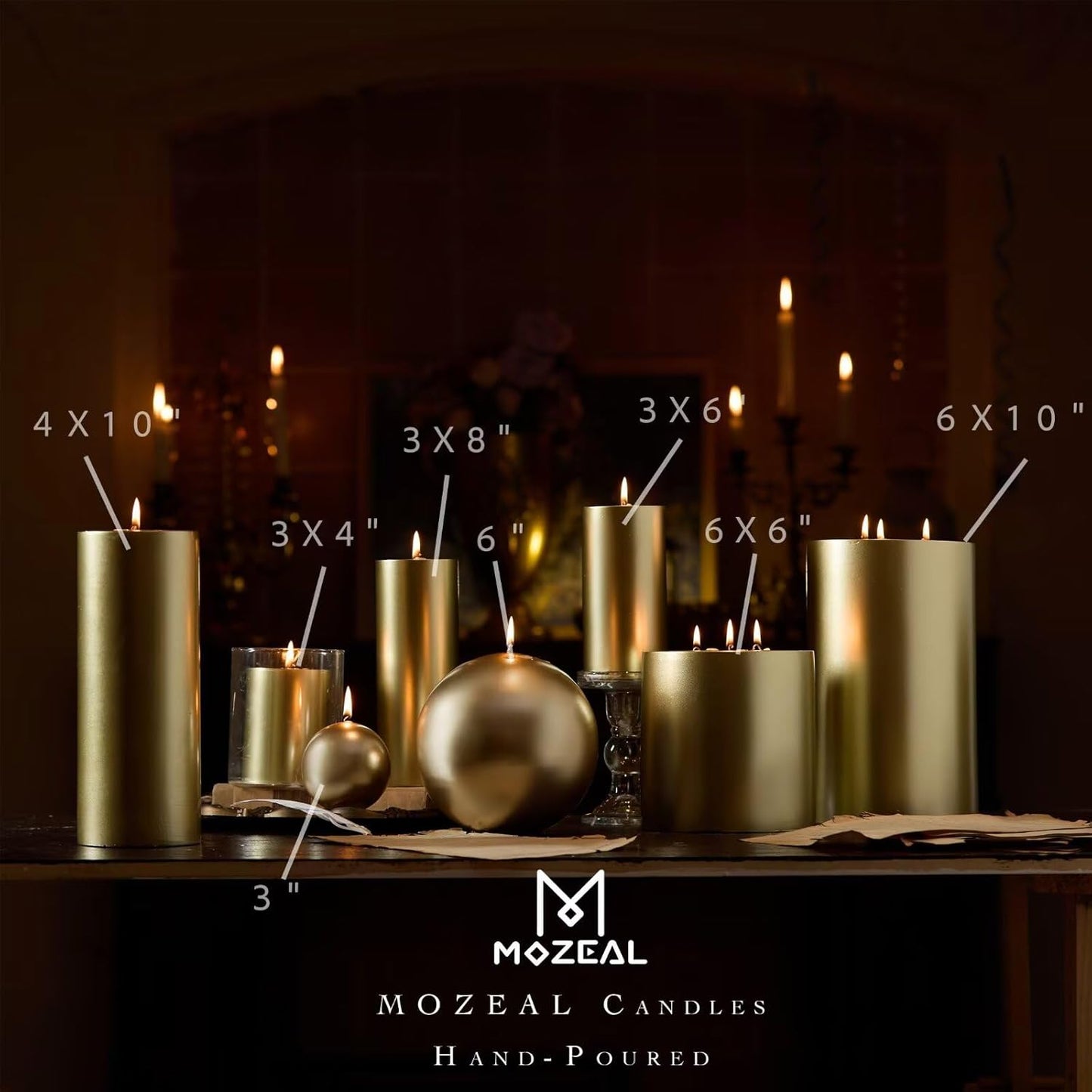MOZEAL 3" x 4" Hand-Poured Unscented Candle,Dripless Pillar Candle Set of 3,Long Clean Burning,Approx 72 Hours Burn Time,Rustic Country Style,Wedding,Dinner,Christmas and Home Decor,White
