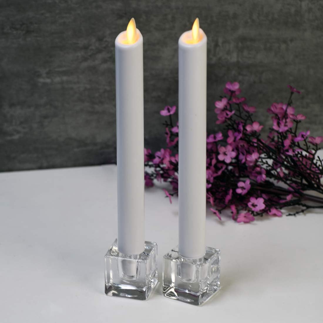 Square Glass Candle Holder Set of 2, Clear Taper Candlestick Holders, Ideal Gift for Dining Table, Wedding, Christmas and Party.…