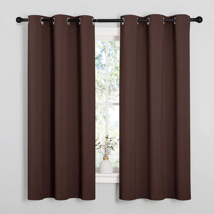 NICETOWN Halloween Pitch Black Solid Thermal Insulated Grommet Blackout Curtains/Drapes for Bedroom Window (2 Panels, 42 inches Wide by 63 inches Long, Black) - Colors E