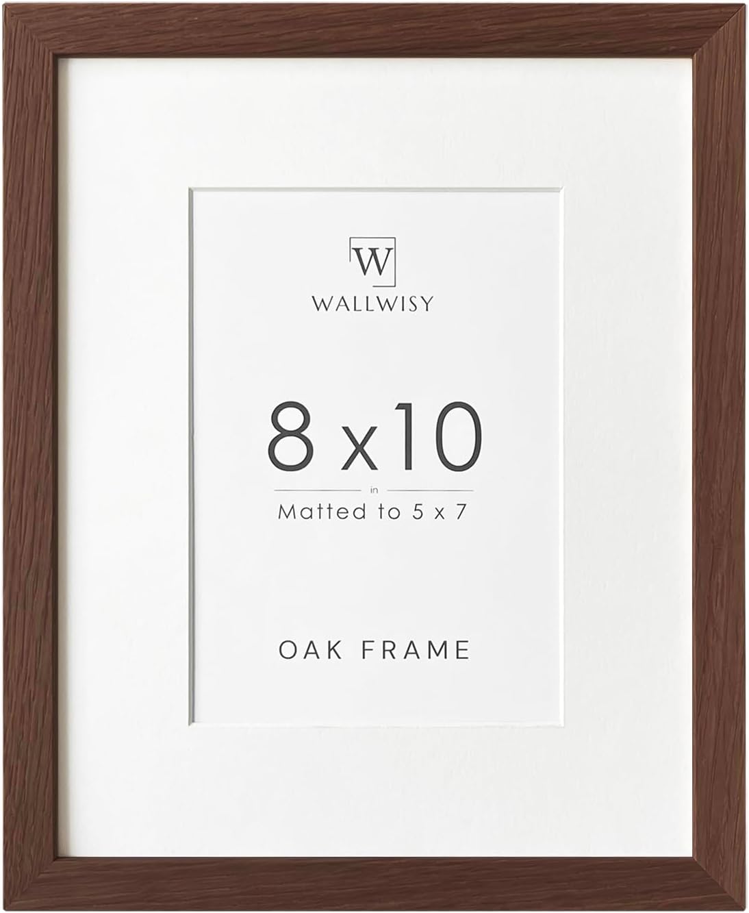 5x7 Picture Frame, Solid Oak Wood 5 x 7 Photo Frame with Mat to 4x6, 7x5 Picture Frames for Wall and Tabletop Display, (Walnut Set of 1)