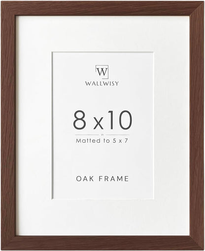 5x7 Picture Frame, Solid Oak Wood 5 x 7 Photo Frame with Mat to 4x6, 7x5 Picture Frames for Wall and Tabletop Display, (Walnut Set of 1)