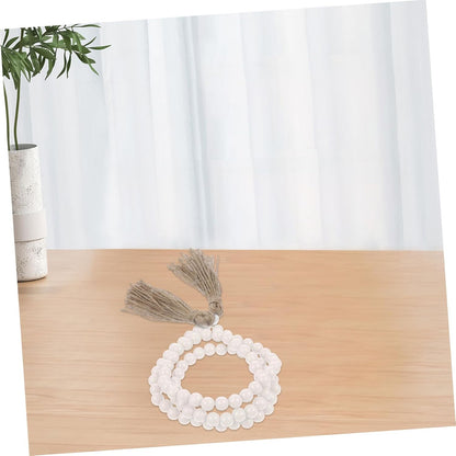 IMIKEYA Wooden Beads Garland: Farmhouse Wood Bead Garland with Tassels Boho Wall Hanging for Home Decor Tiered Tray Rustic Wood Prayer for Coffee Table Decor