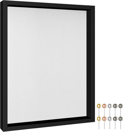 Califortree 8x8 Shadow Box Frame with Soft Linen Back - Push Pins Included, Memory Box Display Case for Flower, Tickets and 3D Items, Black