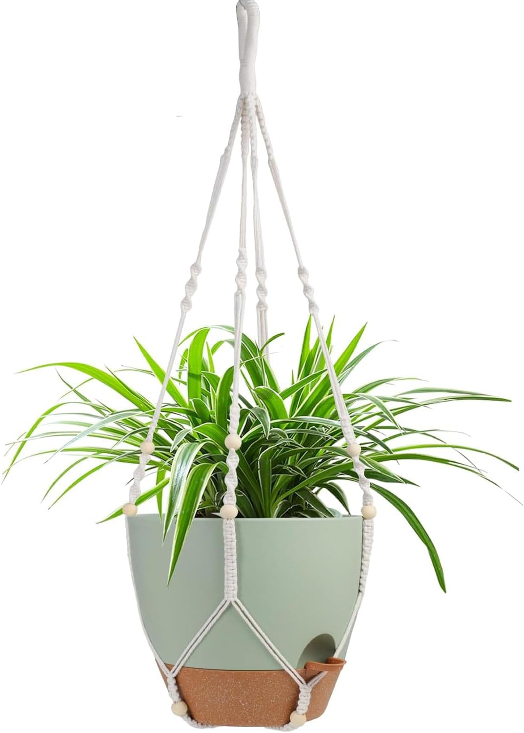 Vanslogreen Hanging Planters for Indoor Outdoor Plants, 2 Pack Self Watering Hanging Pot with Drainage Holes & Removable Tray (Black, 8'')