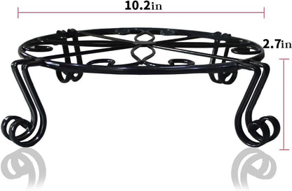 12"x3.1" Black Plant Stand for Flower Pot Heavy Duty Potted Holder Indoor Outdoor Metal Rustproof Iron Garden Container Round Supports Rack for Planter Bronze,Pumpkin Stand Outdoor