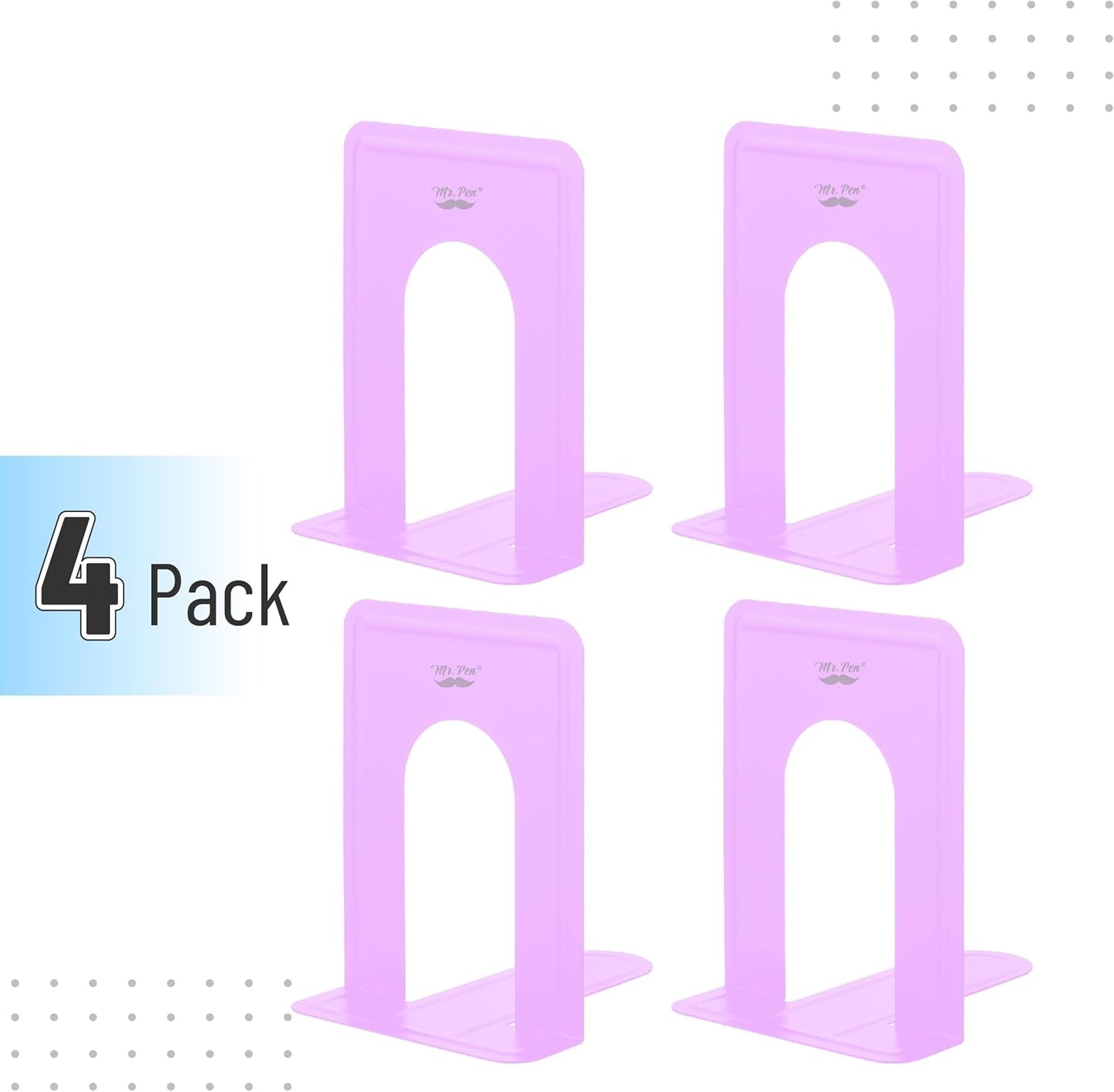 Mr. Pen- Book Ends, Black, 4 Pack, Heavy Duty Metal Bookends for Shelves, Book Holders for Shelves, Metal Bookends