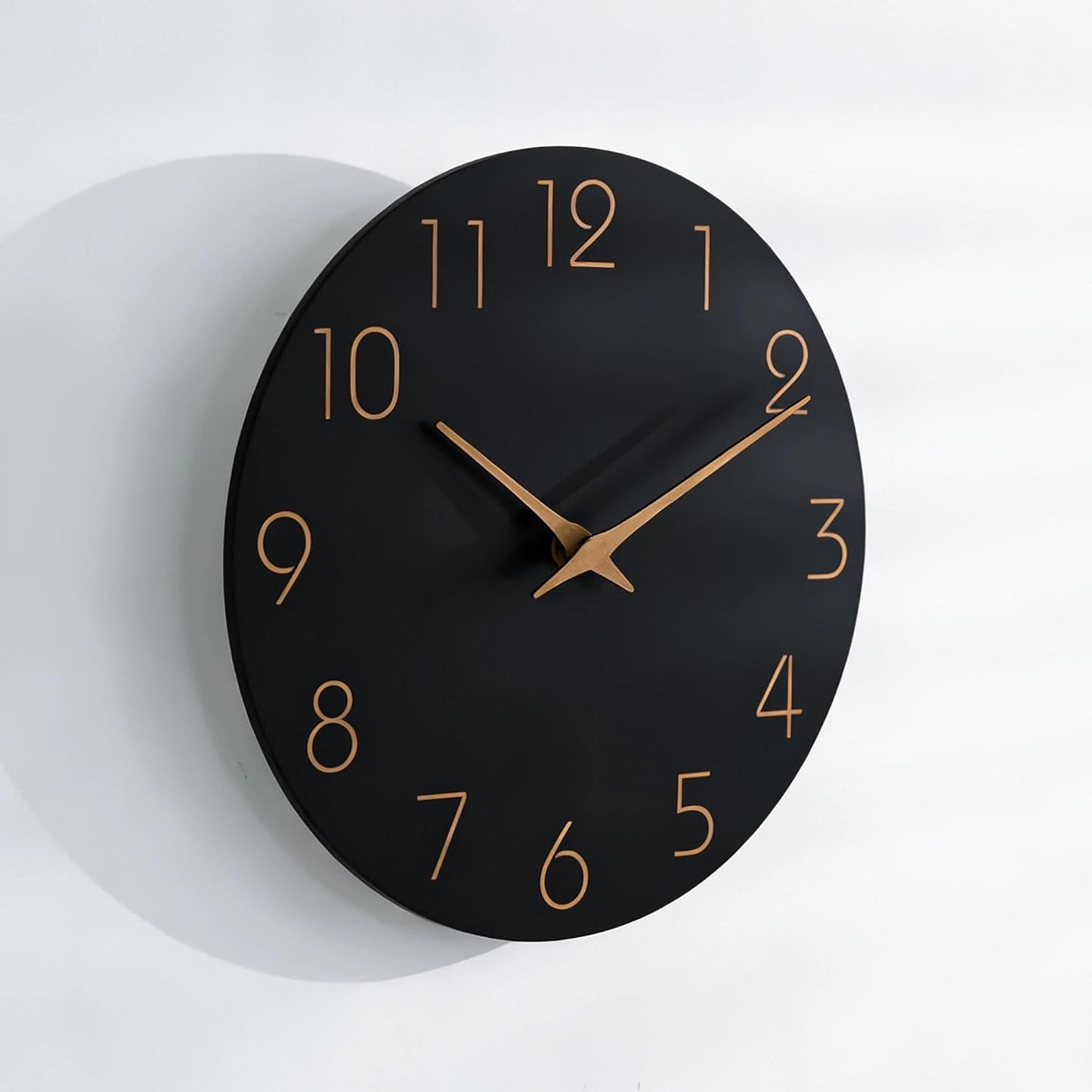 Mosewa Wall Clock 8 Inch Black Battery Operated Silent Non Ticking Simple Minimalist Rose Gold Numbers Decorative for Bedroom Living Room Kitchen Home Bathroom Office