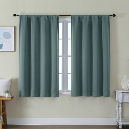 Simplebrand Ava Sage Green Blackout Curtains for Bedroom 63 Inch Length 2 Panels Set, Solid Thermal Insulated Energy Saving Rod Pocket Window Treatment Curtains Blackout Drapes, W40 x L63 Inch, Sage - Colors B