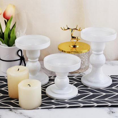 6-Piece Set of Glass Candlestick, Crystal Candlestick Holder Holder and Conical Candle, Christmas Candle Holder Decoration, Family Living Room Wedding Candle Holder (Clear 2sets)