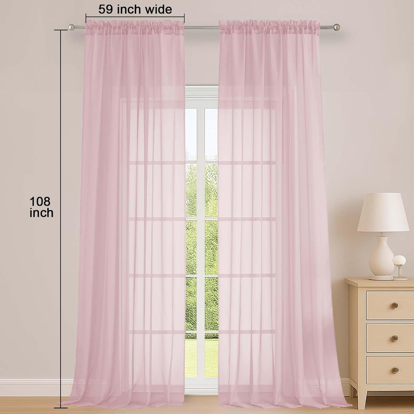 OWENIE Sheer Curtains 84 inches Long 2 Panels Set for Living Room/Bedroom, Rod Pocket Voile Sheer Panel Drapes, White, 2pcs, Each 42" W x 84" L - Colors A