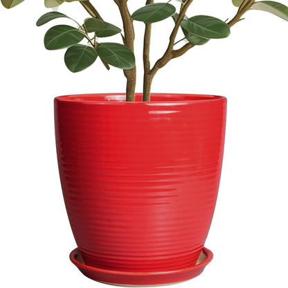 Ceramic Pots for Plants - 6 Inch Plant Pot with Drainage Hole and Saucer, Round Planters for Indoor Outdoor, Flower Pots, Modern Planter, Home Office Room Decor, Gifts for Plant Lovers, White