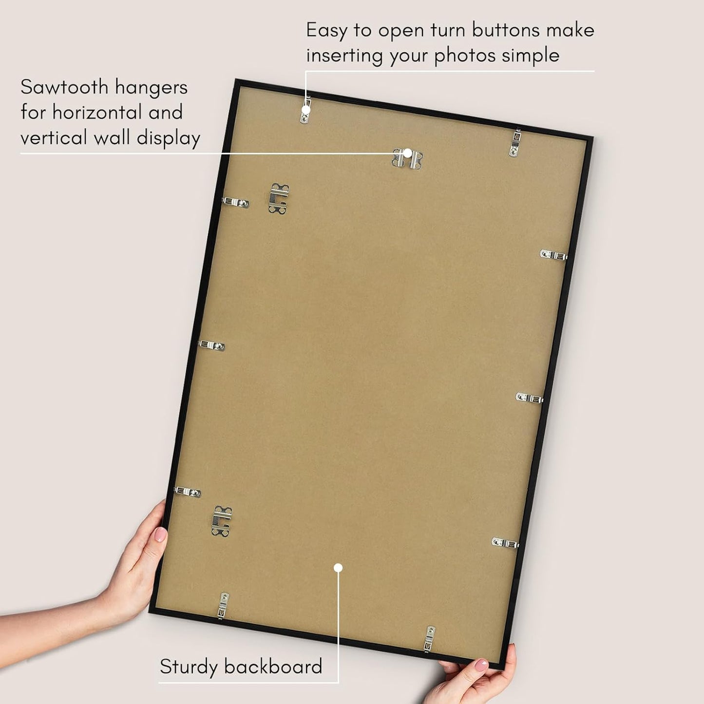 Americanflat 24x36 Poster Frame with Polished Plexiglass - Streamline Collection - Thin Border Picture Frame for Wall Display - Hanging Hardware Included - Black - Colors A