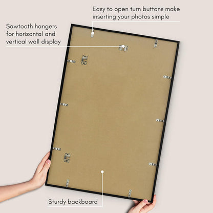 Americanflat 24x36 Poster Frame with Polished Plexiglass - Streamline Collection - Thin Border Picture Frame for Wall Display - Hanging Hardware Included - Black - Colors A