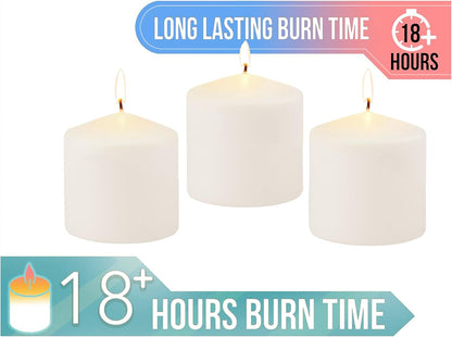 Stonebriar Unscented Pillar Candles – 35 Hour Burn Time, Long-Lasting Wax Candles for Weddings, Holidays, Home Décor & Special Events, Pack of 6, Ivory, 3" x 4"