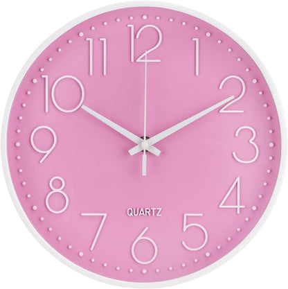 Wall Clock 12 Inch Non-Ticking Silent Modern Simple Style Round Decor Clock Gold Stereoscopic Dial Quartz Wall Clocks for Home/Office/School/Living Room/Bedroom/Kitchen
