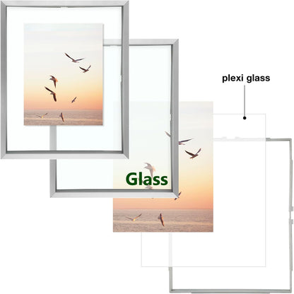 Frametory, Floating Picture Frame 12x16 - Black Aluminum Metal Photo Frame - Real Glass of Front - for Wall Mount Display