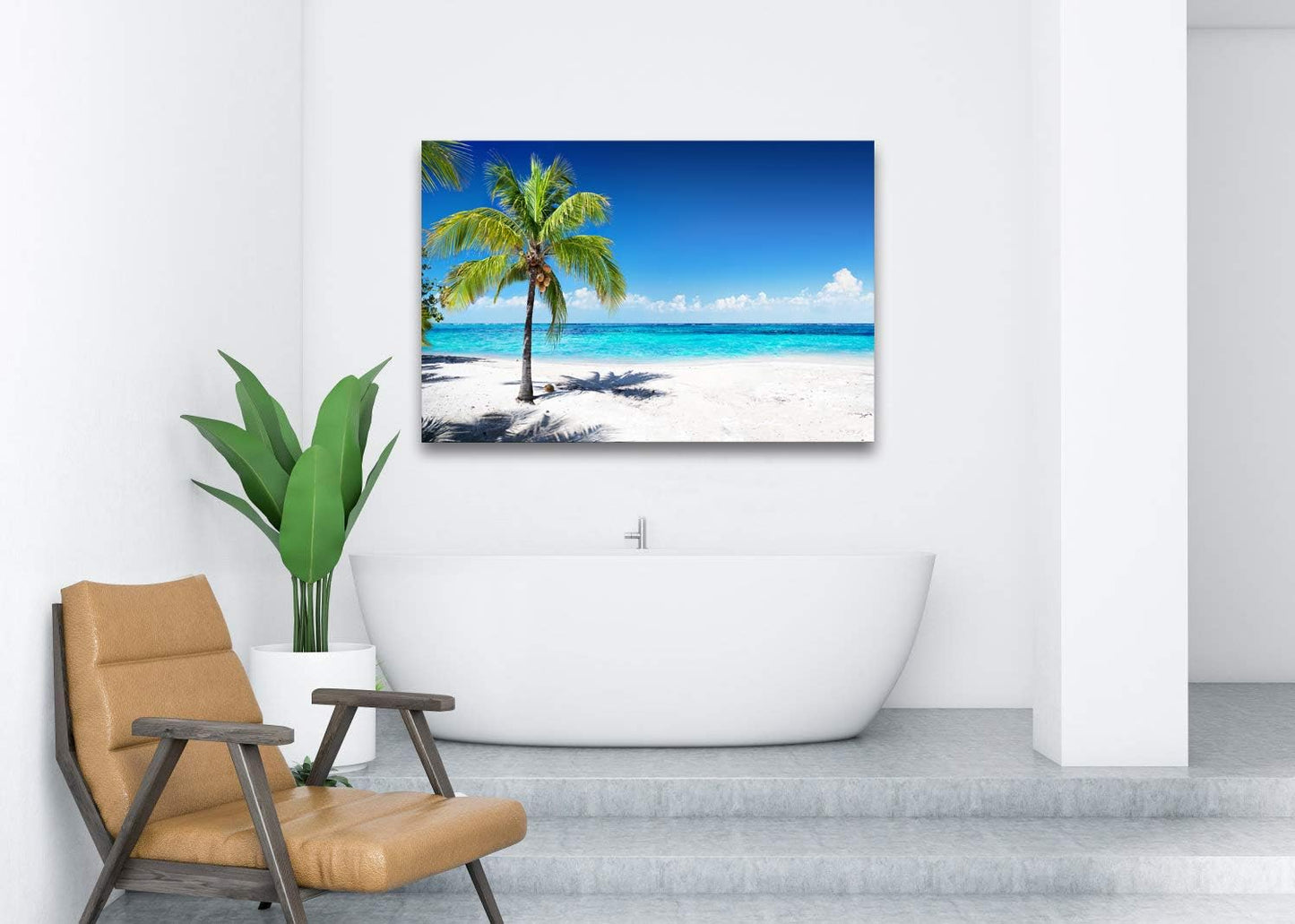 Baisuart S02250 Canvas Prints Wall Art Beach Sunset Ocean Waves Nature Pictures Stretched Canvas Wooden Framed for living Room Bedroom and Office