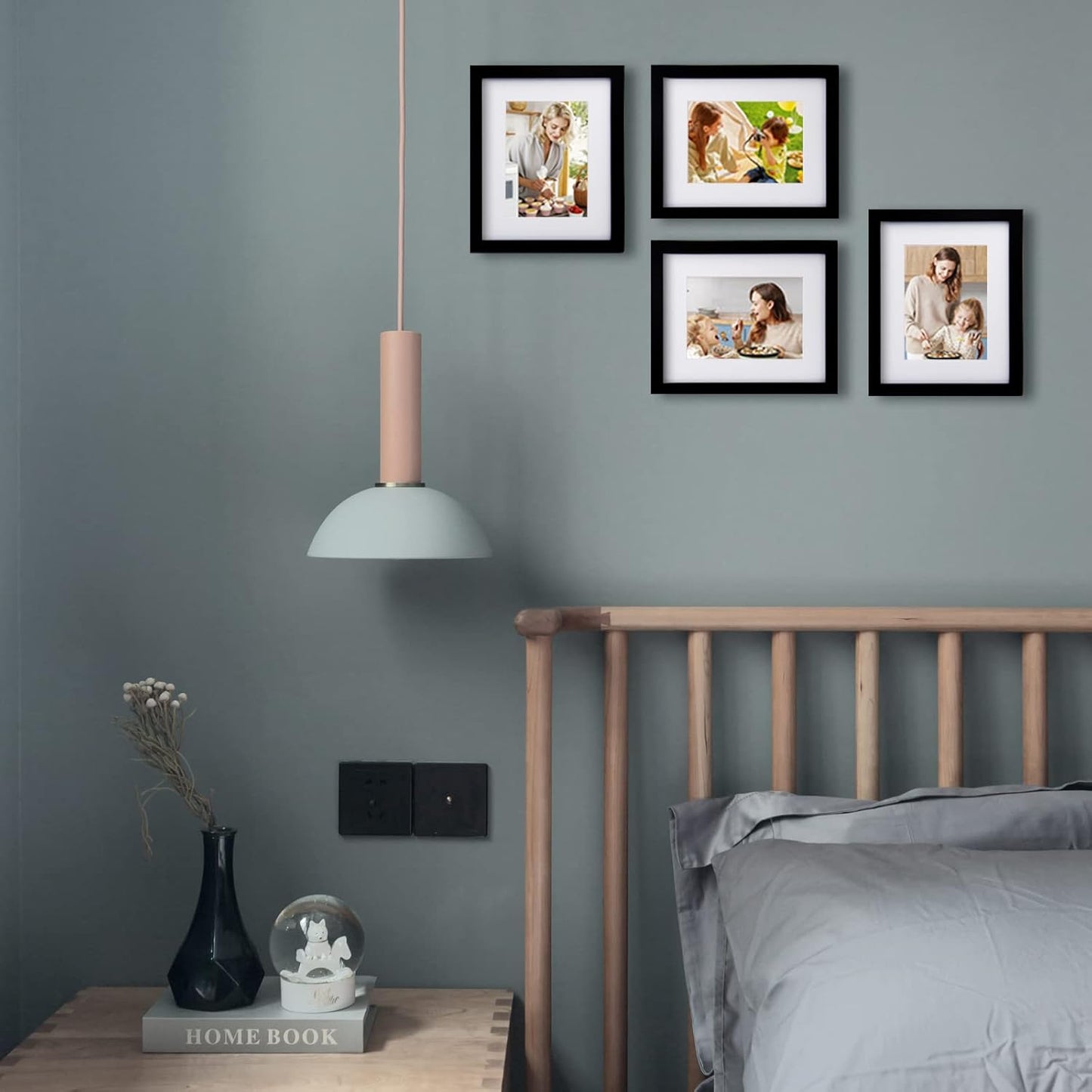 Egofine 12x16 Picture Frame Black, Covered by Plexiglass Made of Solid Wood, Display Pictures 9x12 and 11x14 with Mat or 12x16 Without Mat, for Wall Mounting Photo Frame - Colors B