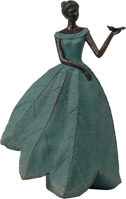 Guichifun Fairy Statue Collection Home Decoration - Leaf Angel Girls Resin Modern Table Decor for Living Room Office Sculpture Decor for Women Indoor Rustic Figurines Gift 5 x 3 x 7.5 Inch