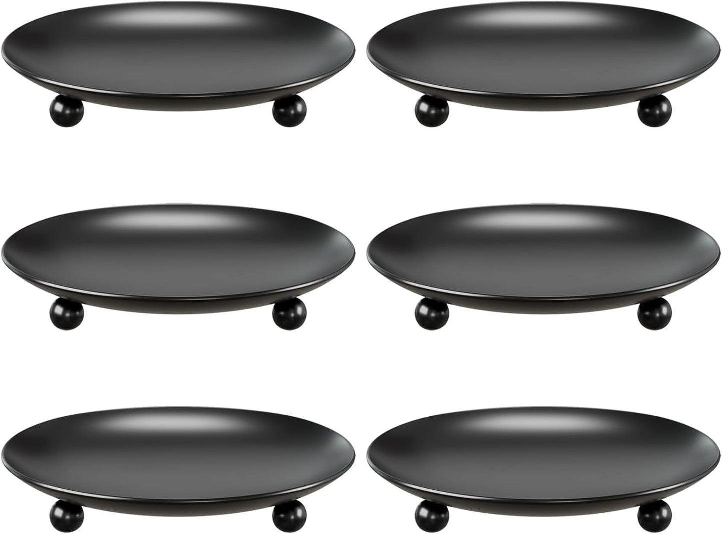 Black Candle Holders for Pillar Candles, Set of 2 Premium Metal Candle Plates Candle Stand for LED or Wax Candles, Decorative Pillar Candle Holder Dish for Table Centerpiece